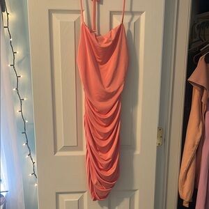 Pink Bodycon Dress- Side ruching